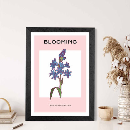 Modern Floral Pink, Blue Camas Flower Art Print | Wall Art Plaza UK