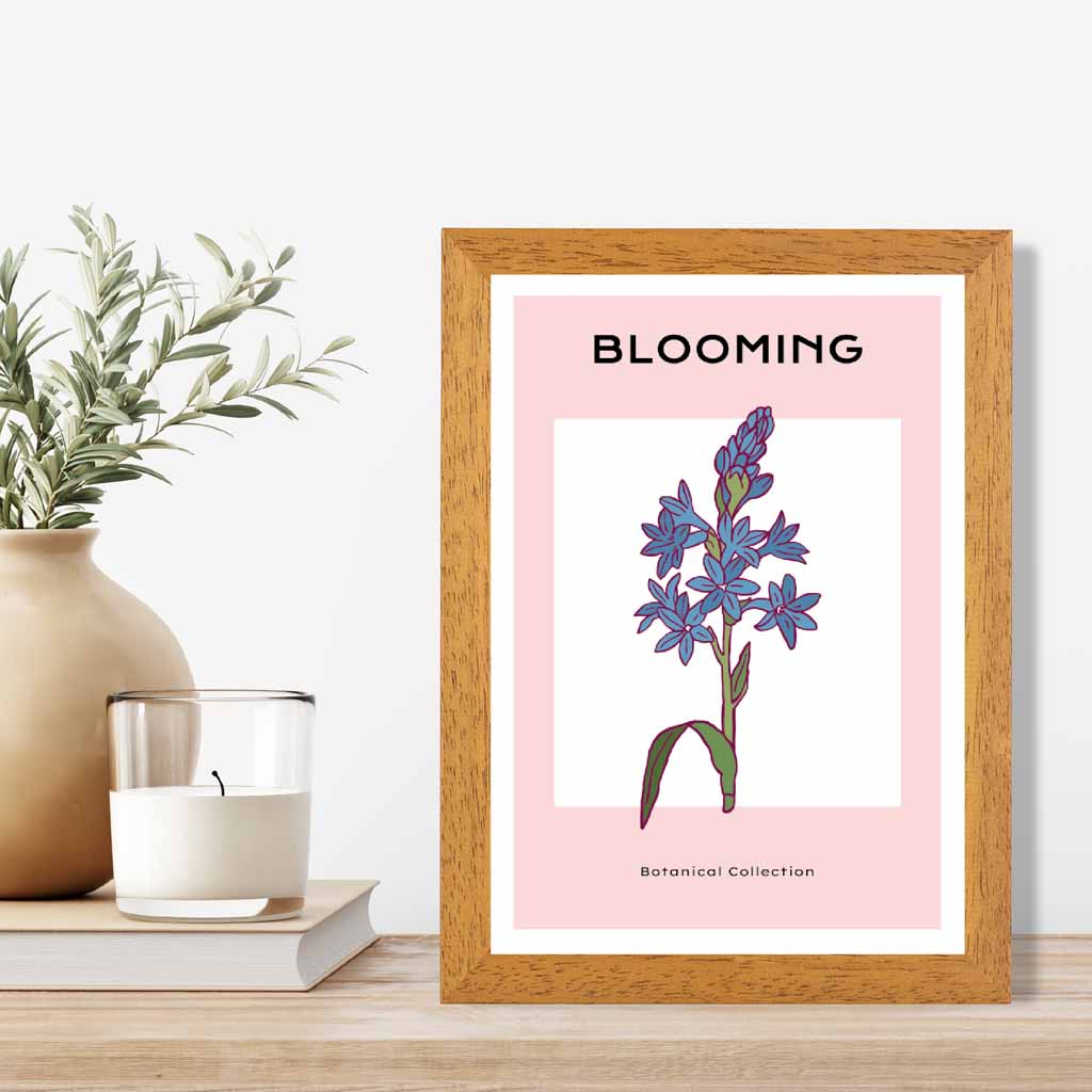 Modern Floral Pink, Blue Camas Flower Art Print | Wall Art Plaza UK