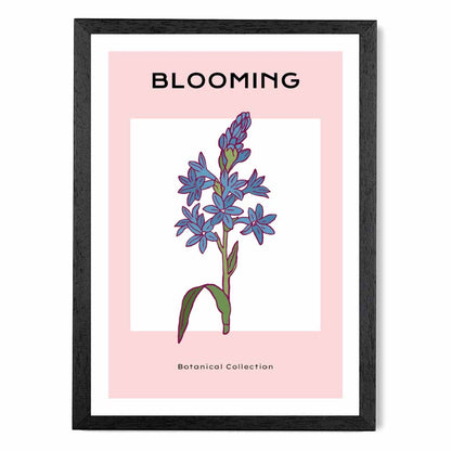 Modern Floral Pink, Blue Camas Flower Art Print | Wall Art Plaza UK