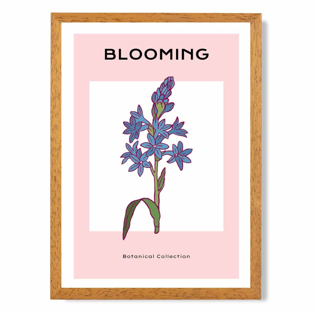 Modern Floral Pink, Blue Camas Flower Art Print | Wall Art Plaza UK