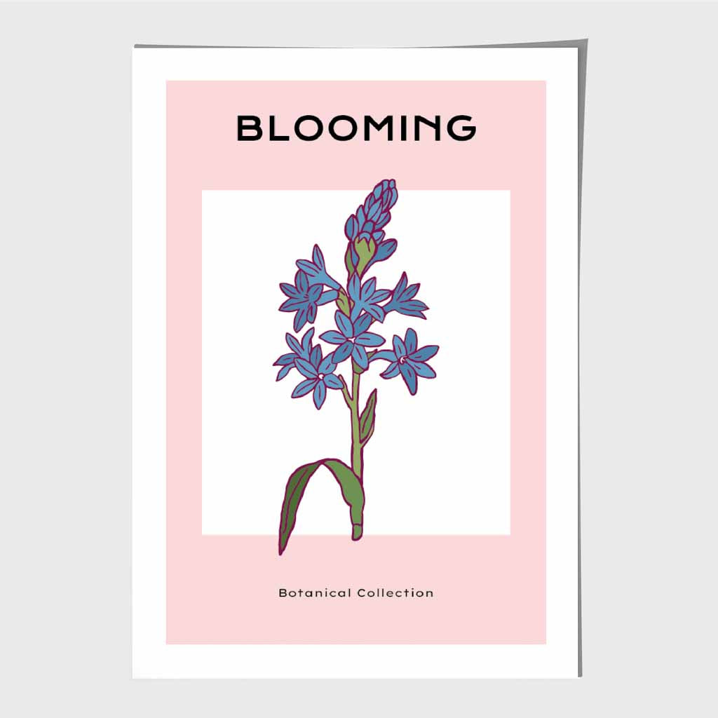 Modern Floral Pink, Blue Camas Flower Art Print | Wall Art Plaza UK