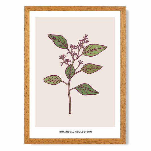 Vintage Floral Beige, Green Quinine Bark Art Poster | Wall Art Plaza UK