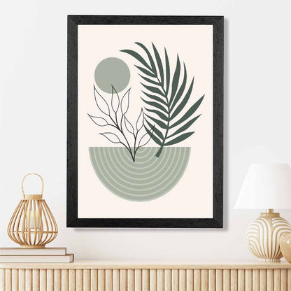 Boho Floral Green, Beige Geometric  Art Print | Wall Art Plaza UK