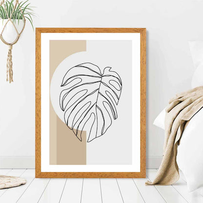 Sketch Neutral, Beige Monstera Leaf Art Print | Wall Art Plaza