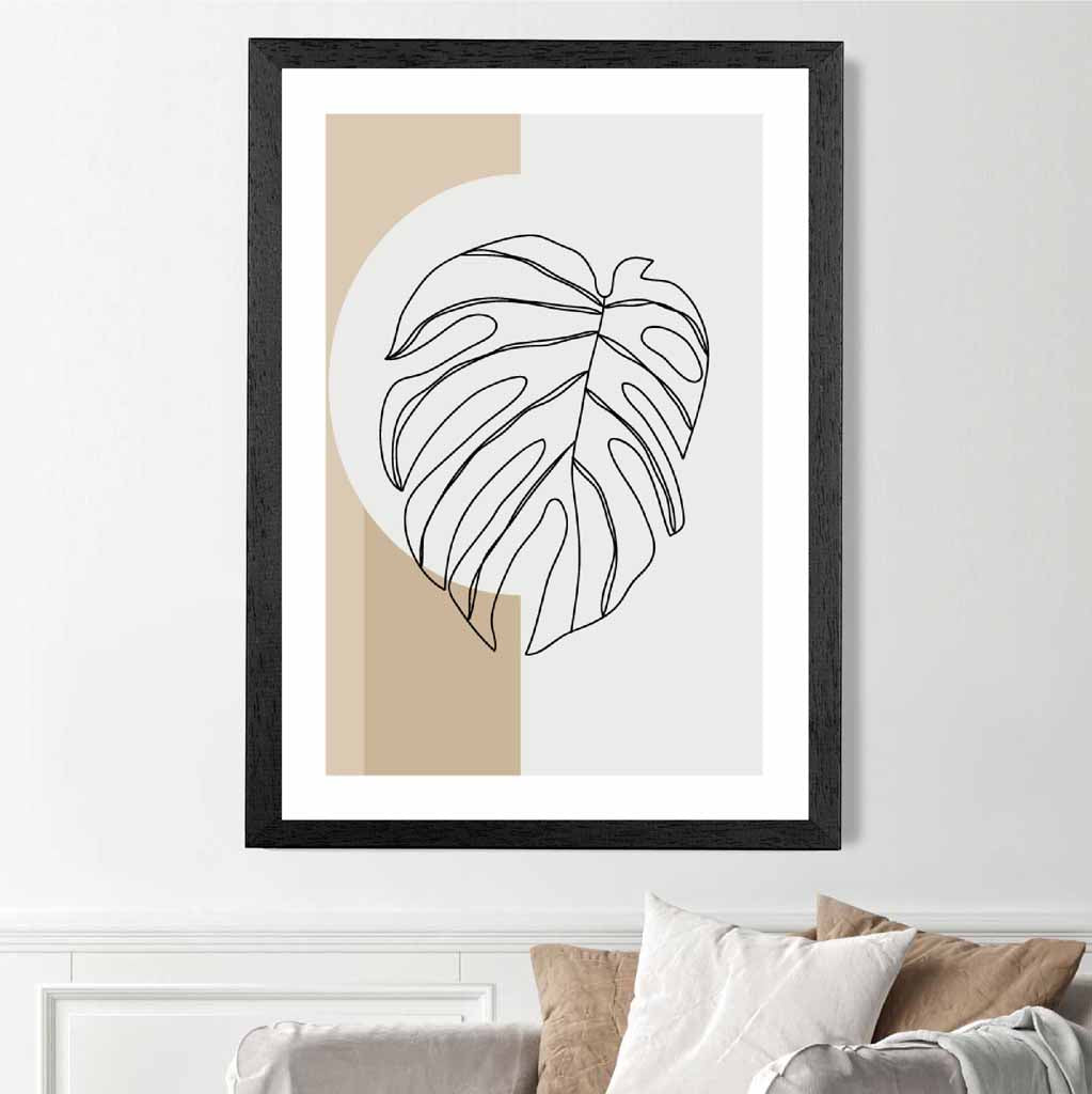 Sketch Neutral, Beige Monstera Leaf Art Print | Wall Art Plaza