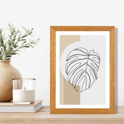 Sketch Neutral, Beige Monstera Leaf Art Print