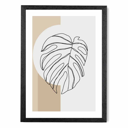 Sketch Neutral, Beige Monstera Leaf Art Print | Wall Art Plaza