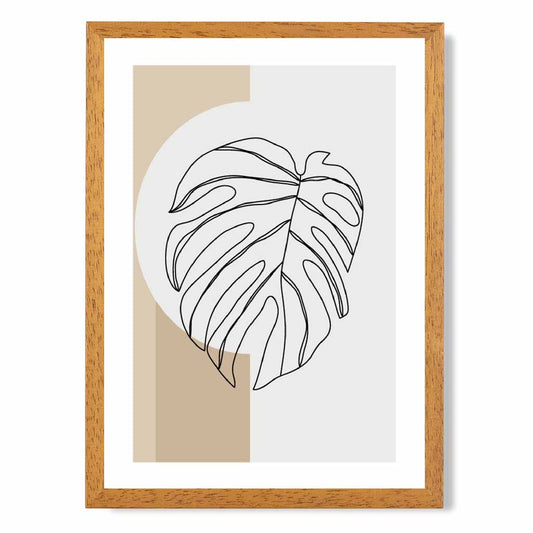 Sketch Neutral, Beige Monstera Leaf Art Print | Wall Art Plaza