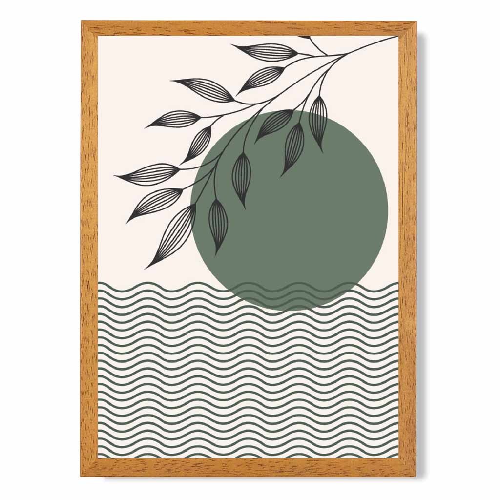 Boho Modern Green, Beige Geometric  Art Print | Wall Art Plaza UK