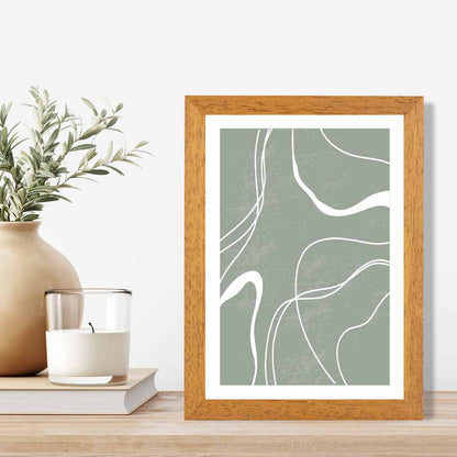 Abstract Green, White Lines No 2 Art Print | Wall Art Plaza UK