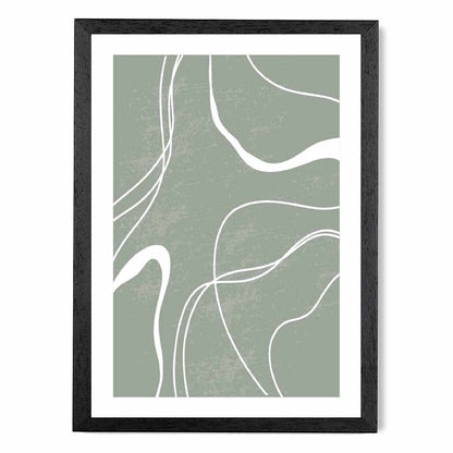 Abstract Green, White Lines No 2 Art Print | Wall Art Plaza UK