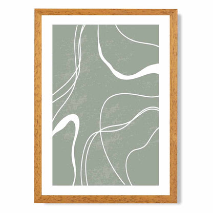 Abstract Green, White Lines No 2 Art Print | Wall Art Plaza UK