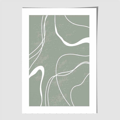 Abstract Green, White Lines No 2 Art Print | Wall Art Plaza UK