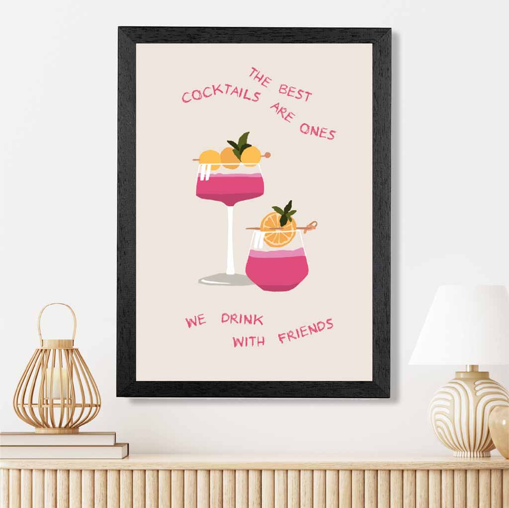 With Friends … Yellow, Pink Cocktail  Art Poster | Wall Art Plaza UK