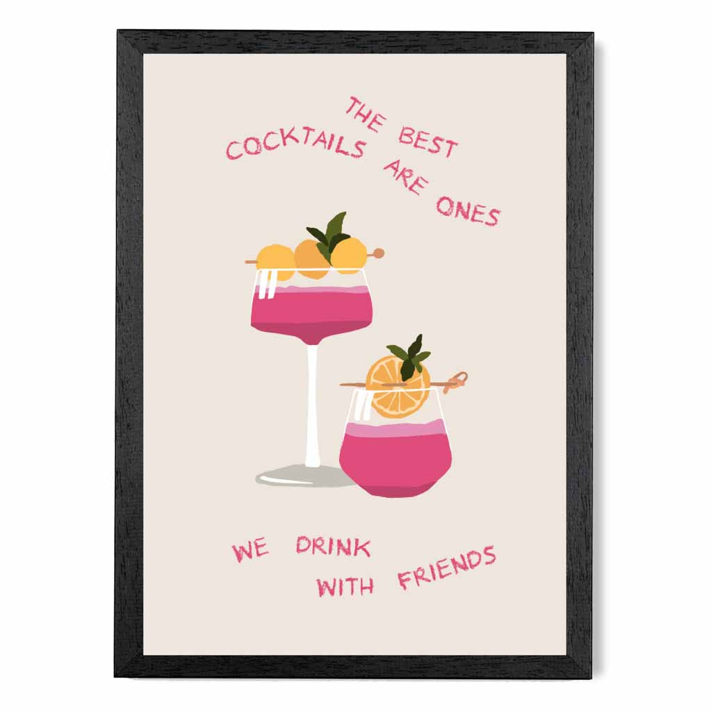 With Friends … Yellow, Pink Cocktail  Art Poster | Wall Art Plaza UK