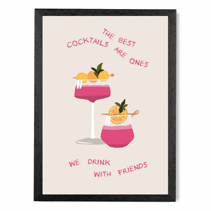 With Friends … Yellow, Pink Cocktail  Art Poster | Wall Art Plaza UK