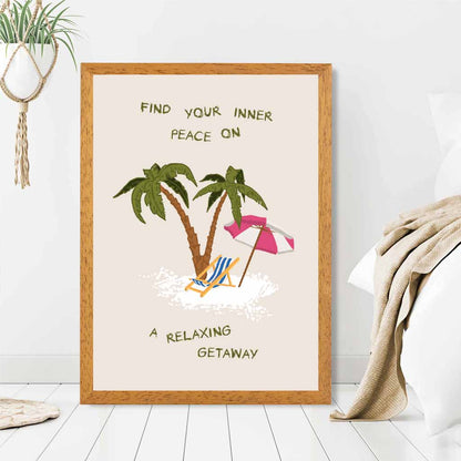 Inner Peace … Pink, Green Beach  Art Poster | Wall Art Plaza UK