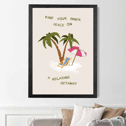 Inner Peace … Pink, Green Beach  Art Poster | Wall Art Plaza UK