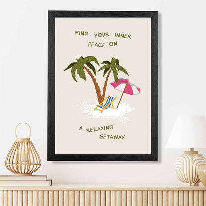 Inner Peace … Pink, Green Beach  Art Poster | Wall Art Plaza UK