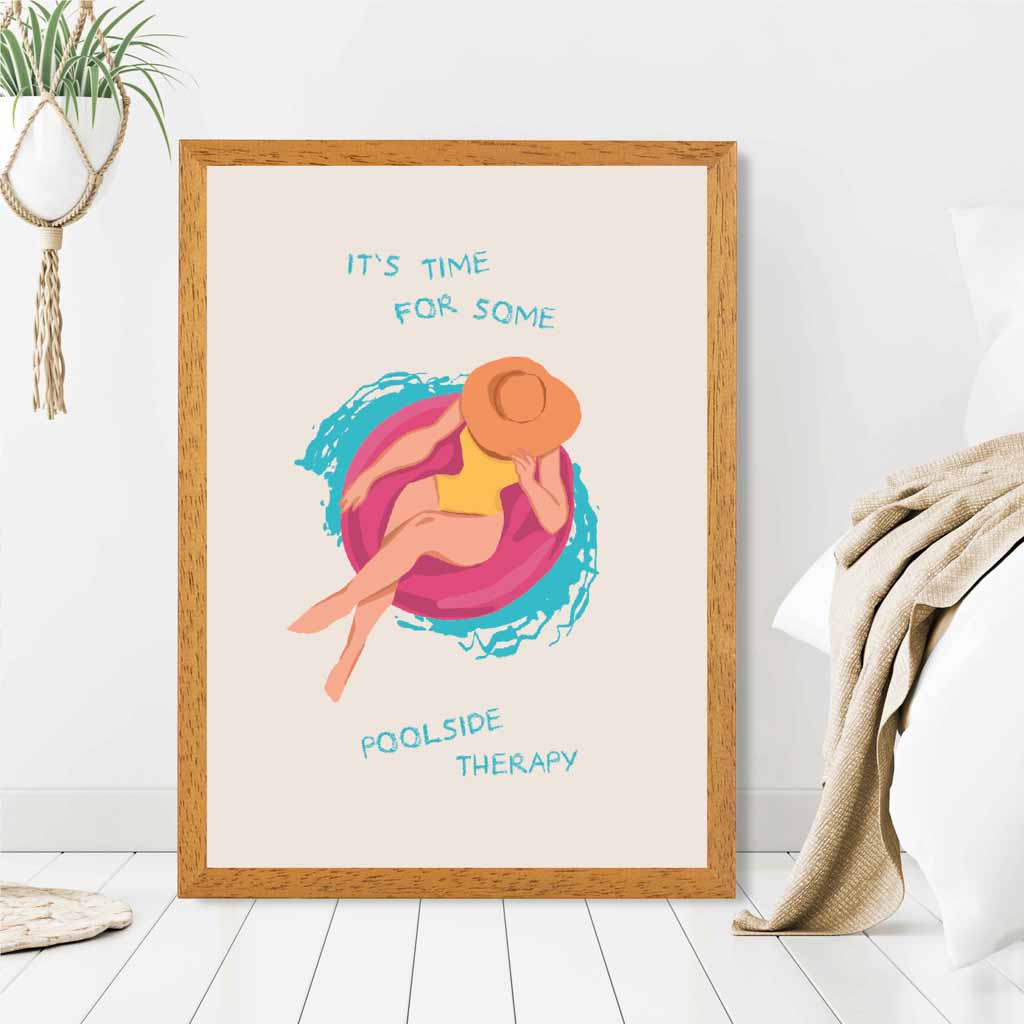 Poolside Therapy … Pink, Blue Travel  Art Print | Wall Art Plaza UK