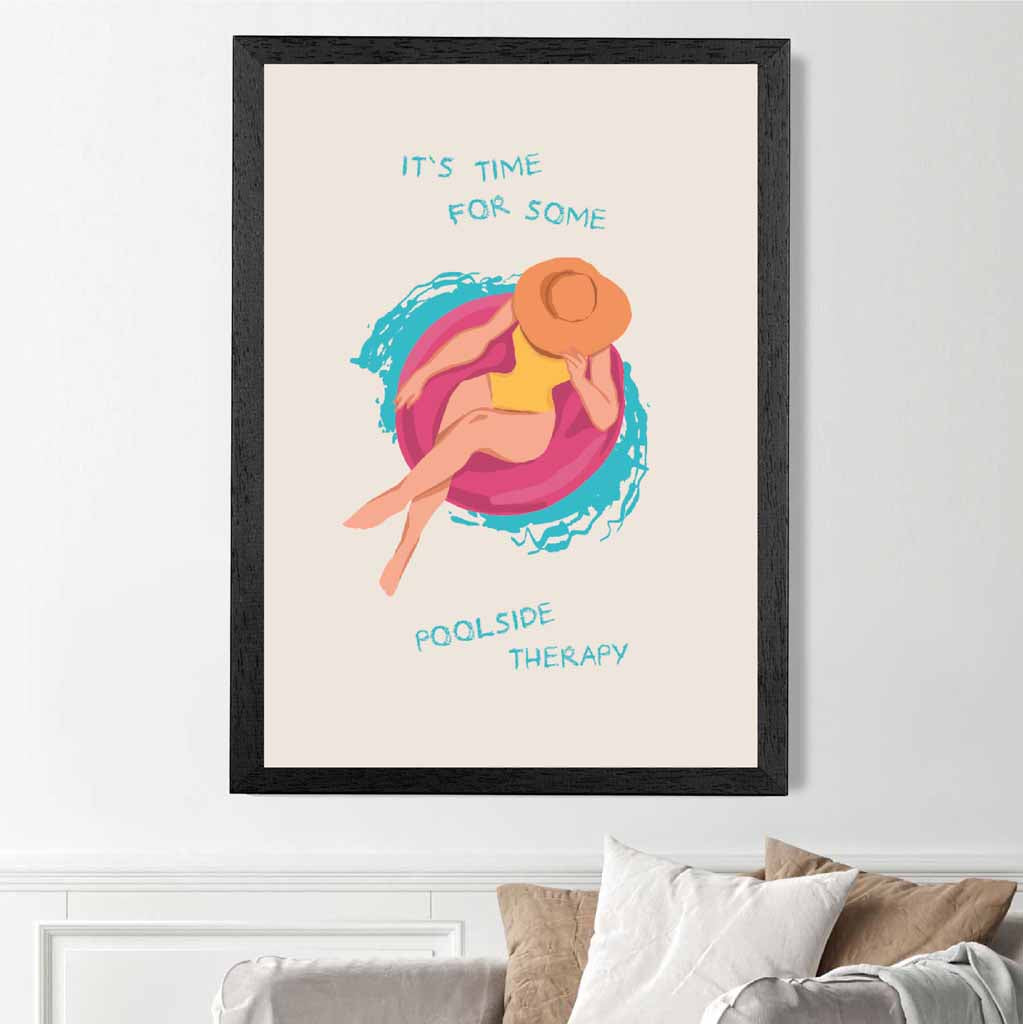 Poolside Therapy … Pink, Blue Travel  Art Print | Wall Art Plaza UK