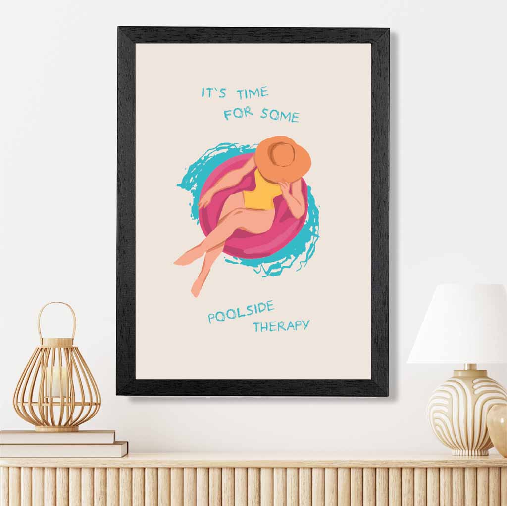 Poolside Therapy … Pink, Blue Travel  Art Print | Wall Art Plaza UK