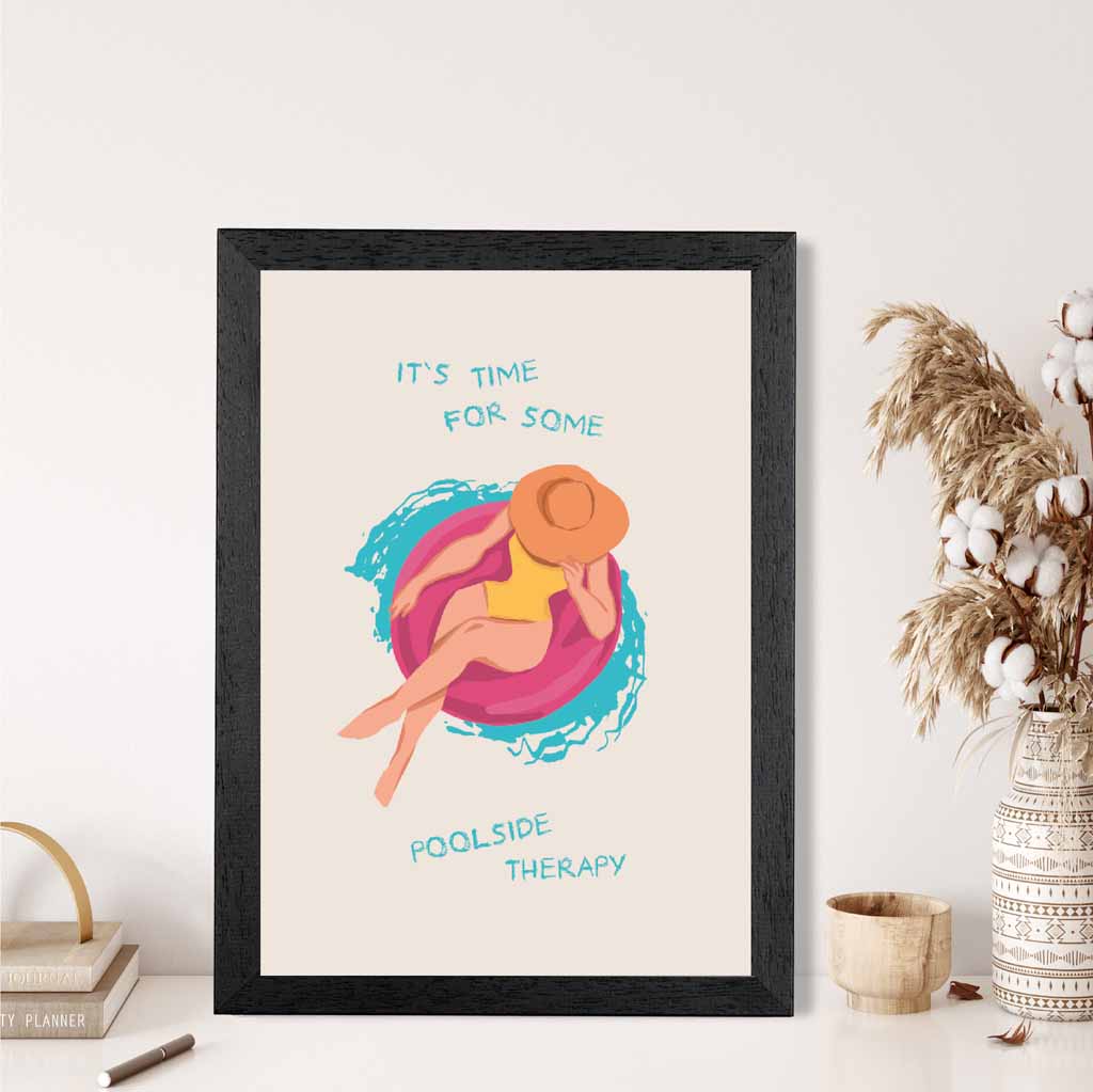 Poolside Therapy … Pink, Blue Travel  Art Print | Wall Art Plaza UK