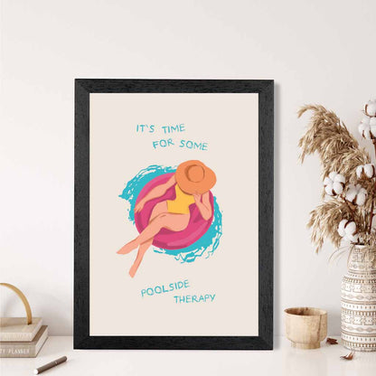 Poolside Therapy … Pink, Blue Travel  Art Print | Wall Art Plaza UK