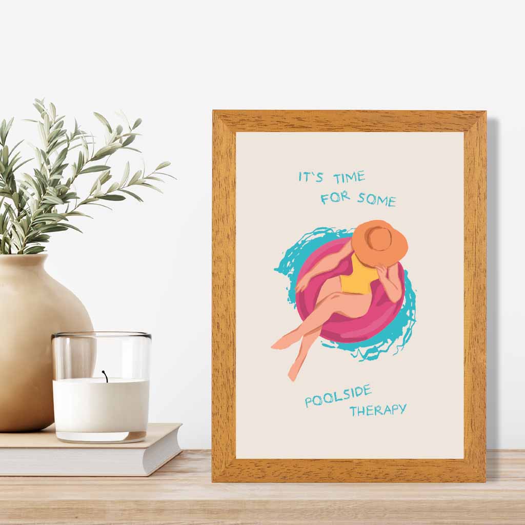 Poolside Therapy … Pink, Blue Travel  Art Print | Wall Art Plaza UK