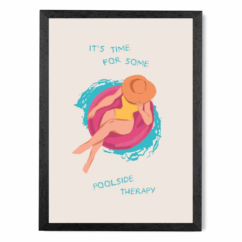 Poolside Therapy … Pink, Blue Travel  Art Print | Wall Art Plaza UK