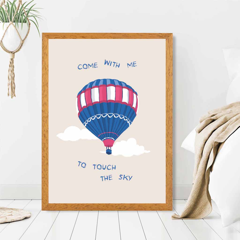 Touch the Sky Blue, Pink Balloon  Art Poster | Wall Art Plaza UK