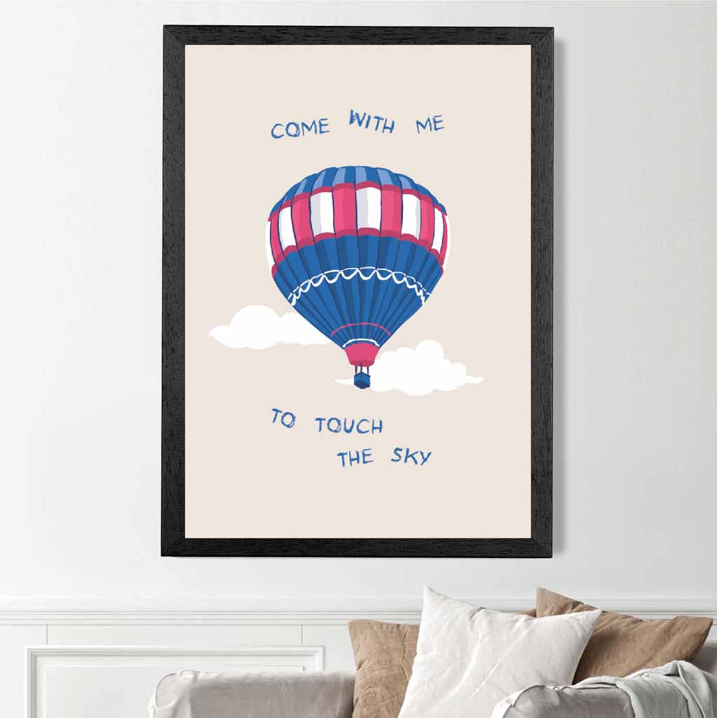 Touch the Sky Blue, Pink Balloon  Art Poster | Wall Art Plaza UK