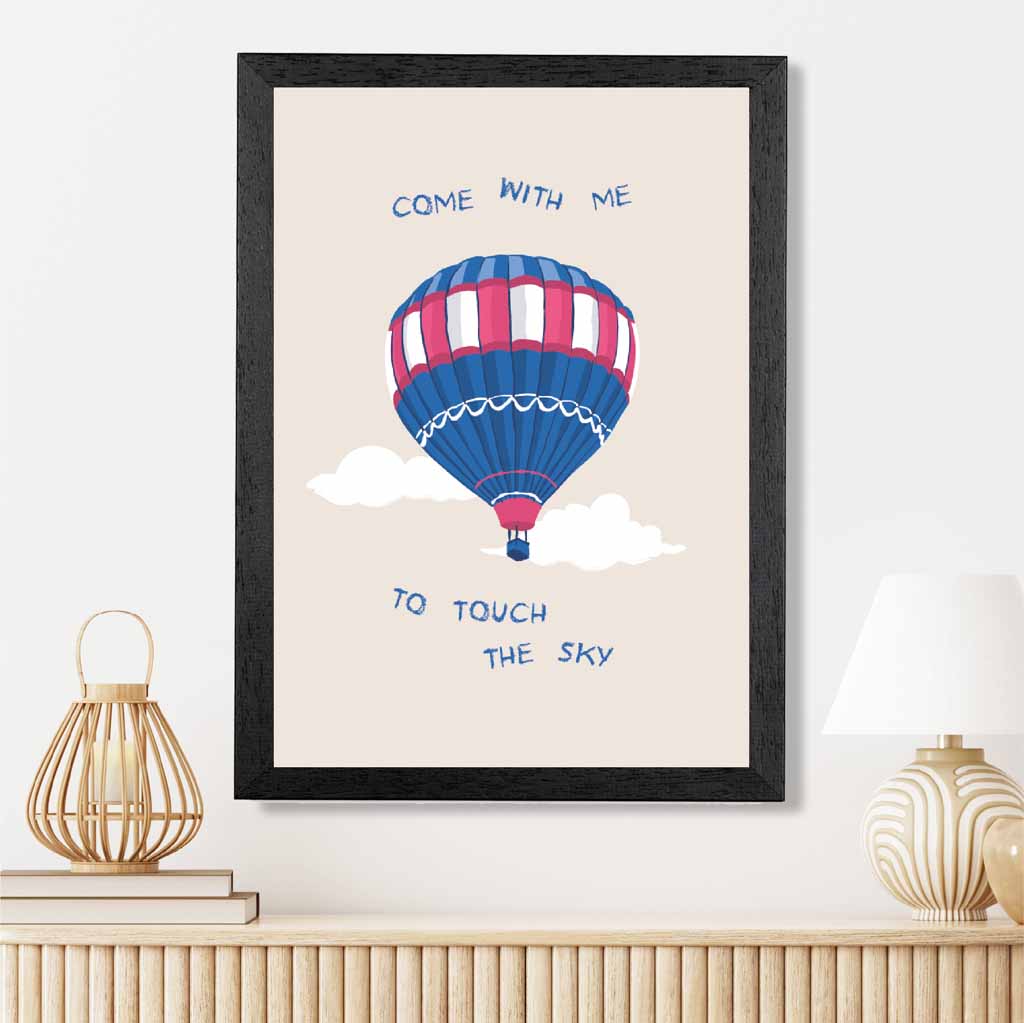 Touch the Sky Blue, Pink Balloon  Art Poster | Wall Art Plaza UK