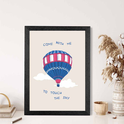 Touch the Sky Blue, Pink Balloon  Art Poster | Wall Art Plaza UK