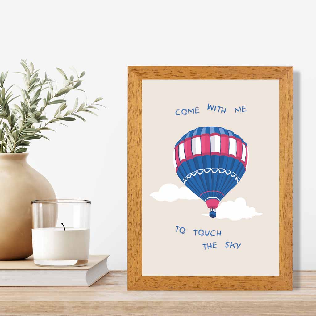 Touch the Sky Blue, Pink Balloon  Art Poster | Wall Art Plaza UK