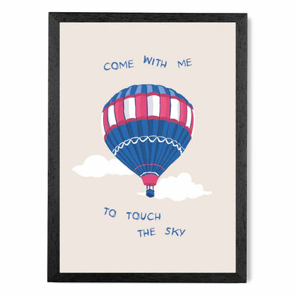 Touch the Sky Blue, Pink Balloon  Art Poster | Wall Art Plaza UK