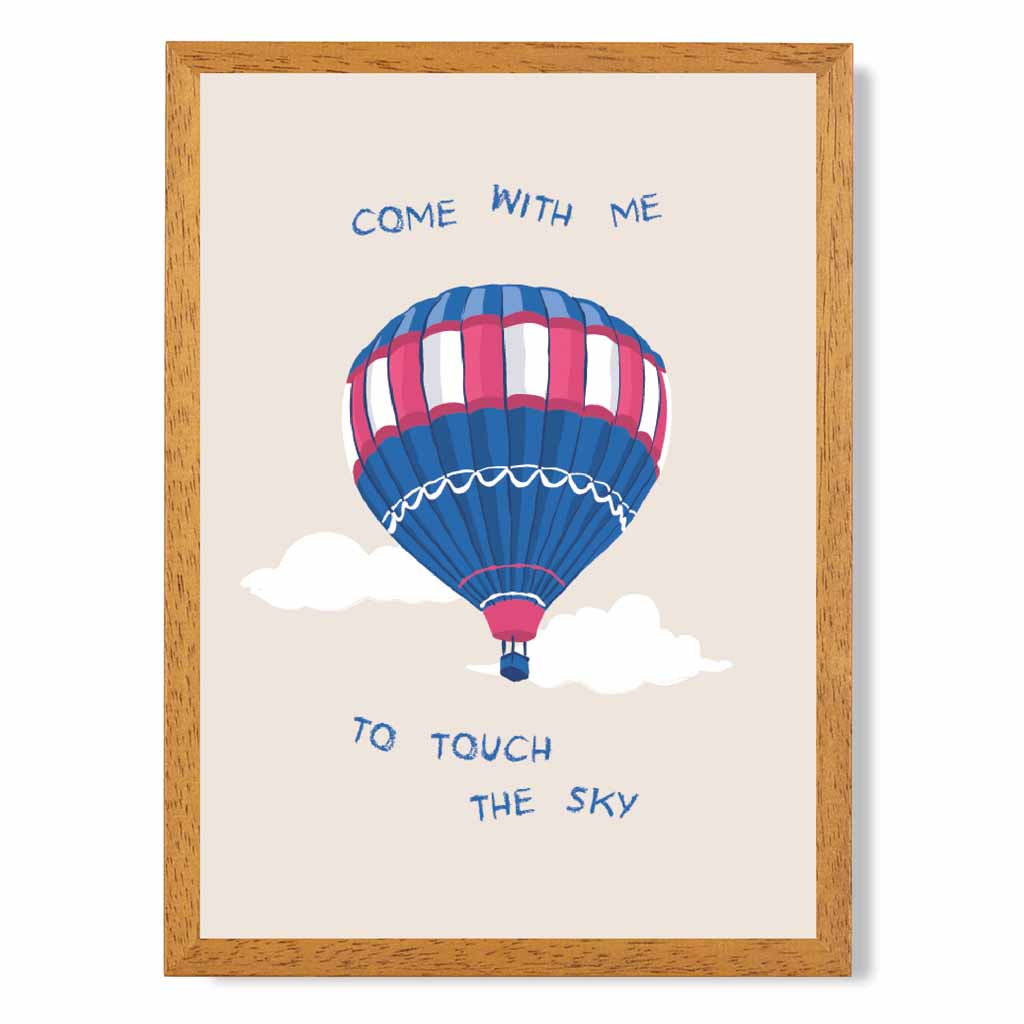 Touch the Sky Blue, Pink Balloon  Art Poster | Wall Art Plaza UK