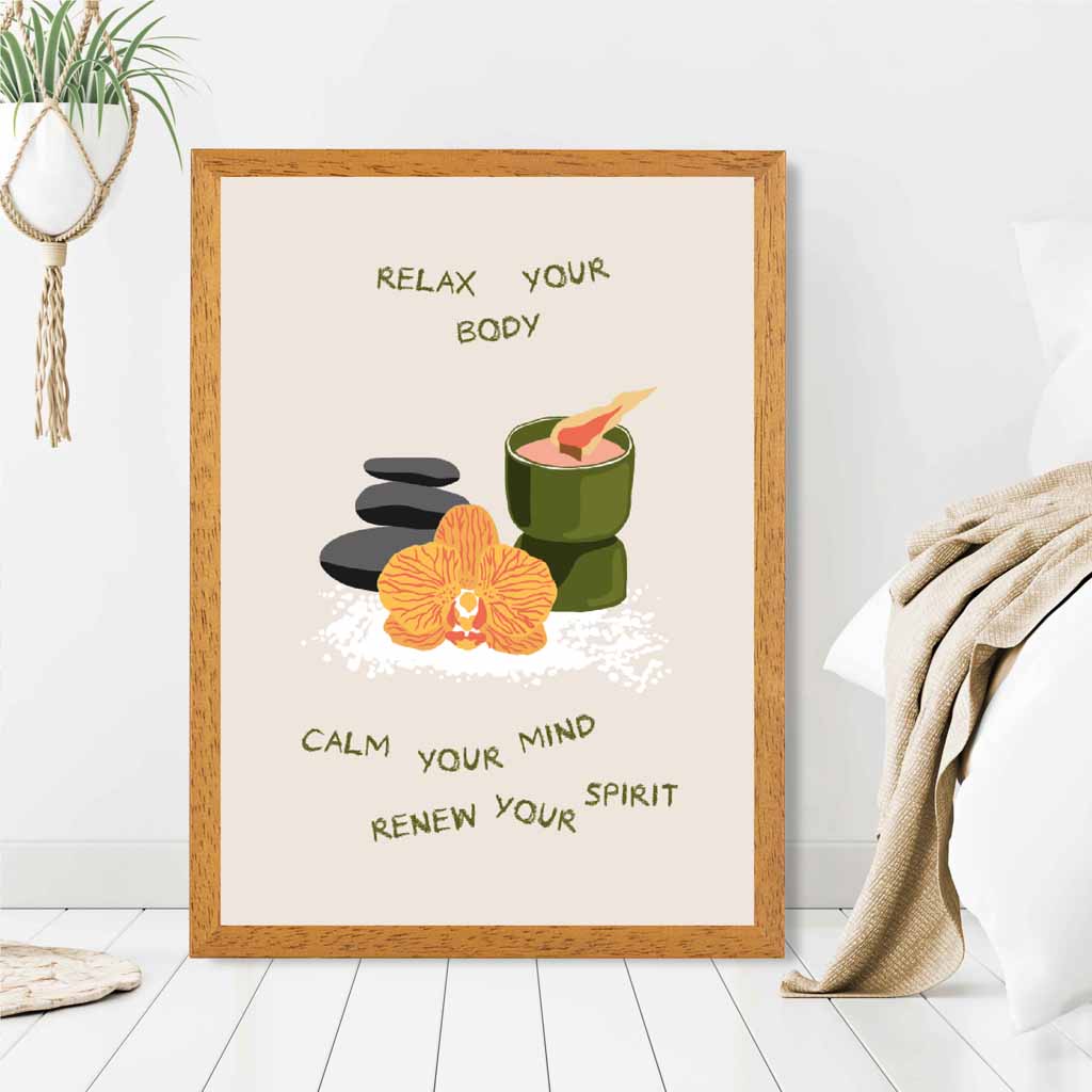 Renew your Spirit Green, Orange Meditation  Art Poster | Wall Art Plaza UK