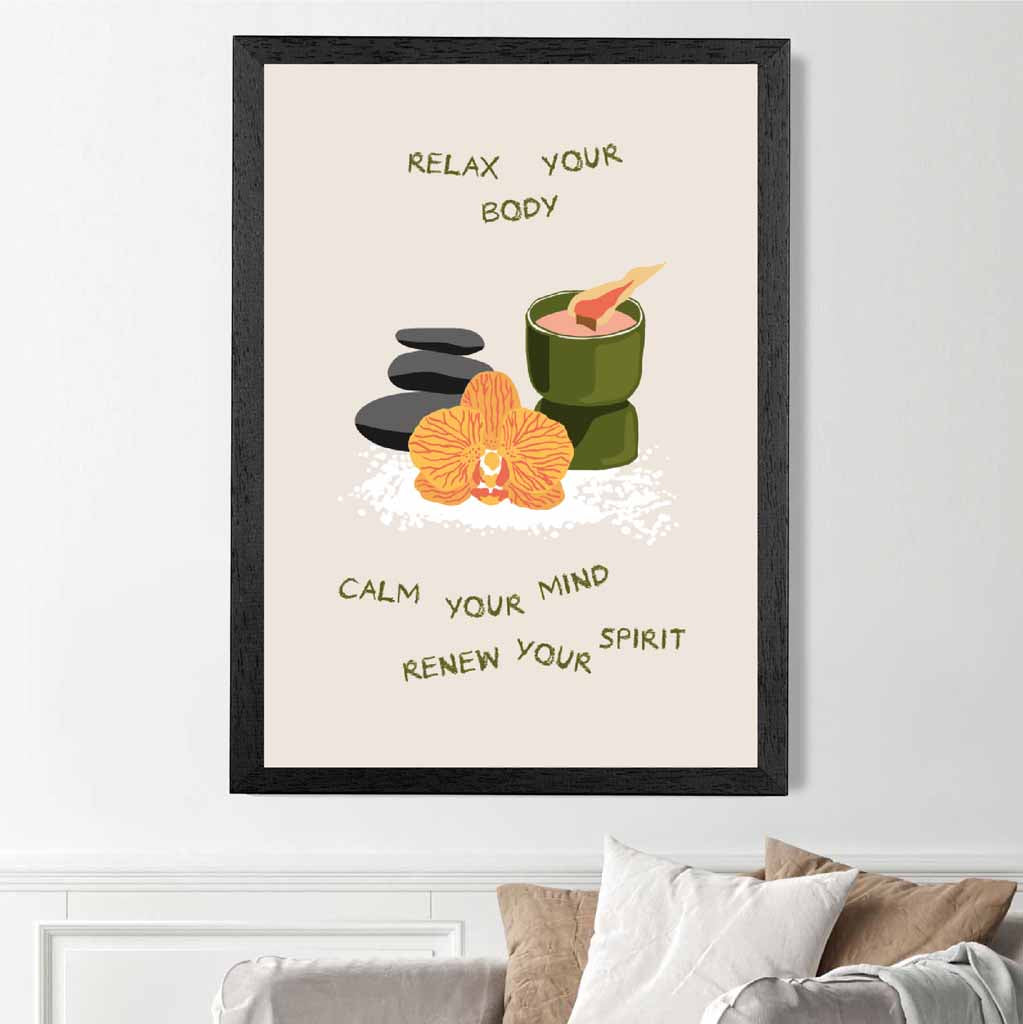 Renew your Spirit Green, Orange Meditation  Art Poster | Wall Art Plaza UK