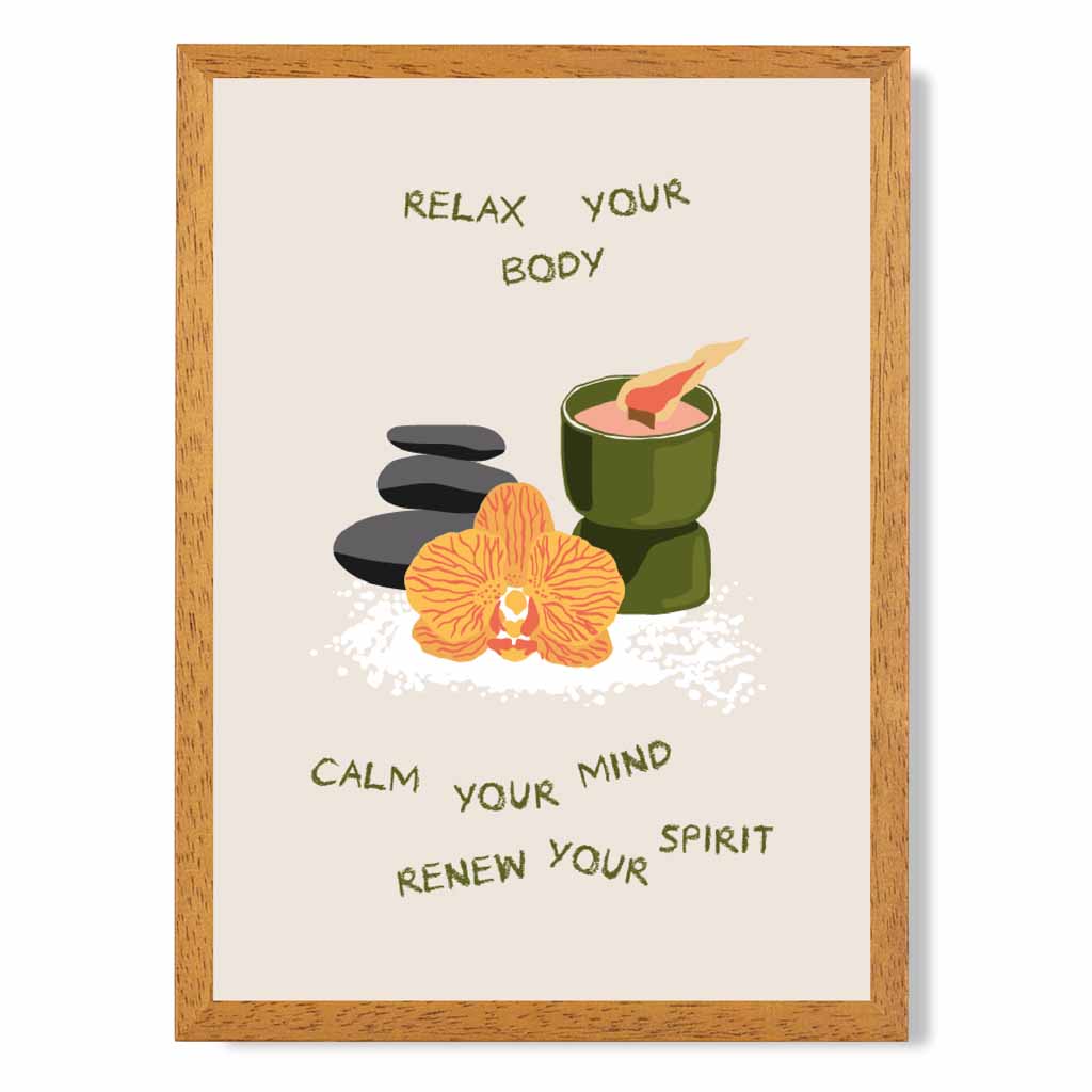 Renew your Spirit Green, Orange Meditation  Art Poster | Wall Art Plaza UK