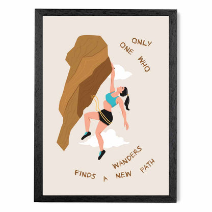 Find a New Path Brown, Blue Climbing  Art Print | Wall Art Plaza UK