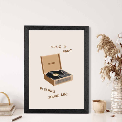 Music is … Beige, Black Quote  Art Print | Wall Art Plaza UK