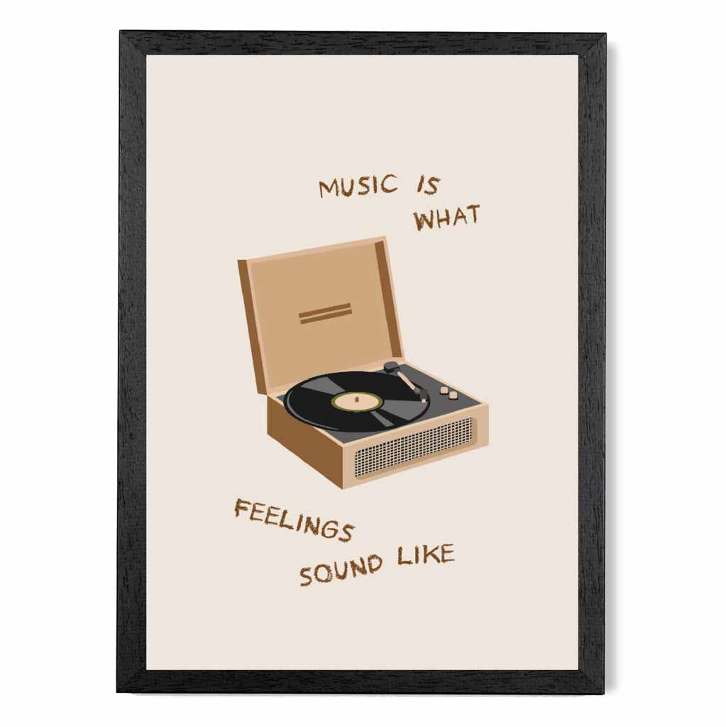 Music is … Beige, Black Quote  Art Print | Wall Art Plaza UK