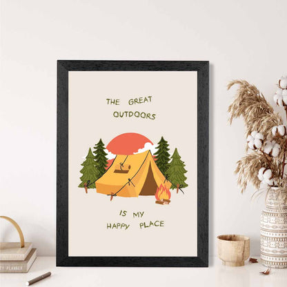 The Great Outdoors … Yellow, Green Camping  Art Print | Wall Art Plaza UK