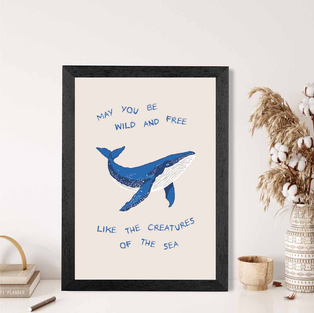 May You Be … Beige, Blue Quote  Art Poster | Wall Art Plaza UK