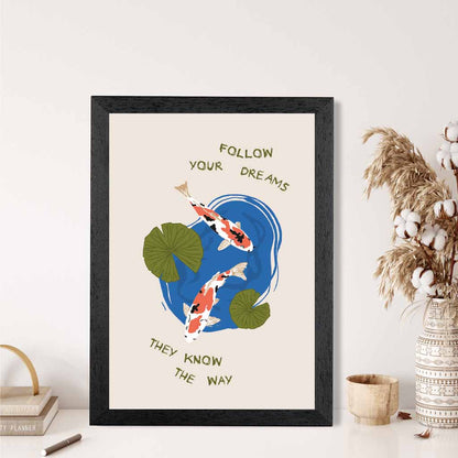 Follow Your Dreams … Blue, Colourful Quote  Art Poster | Wall Art Plaza UK