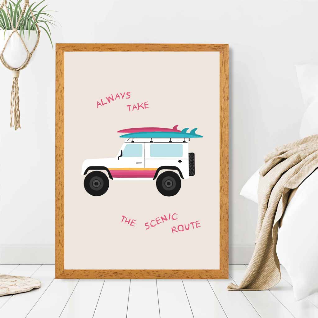 Scenic Route Pink, Blue Surfing  Art Print | Wall Art Plaza UK