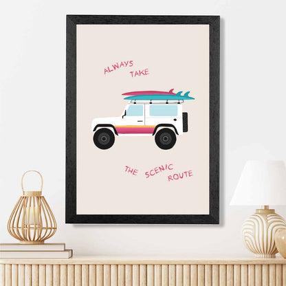 Scenic Route Pink, Blue Surfing  Art Print | Wall Art Plaza UK