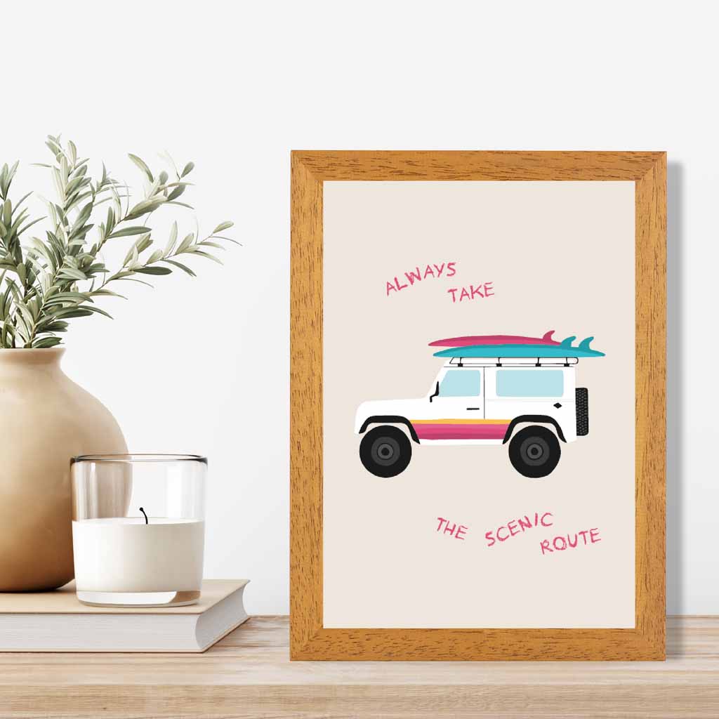 Scenic Route Pink, Blue Surfing  Art Print | Wall Art Plaza UK