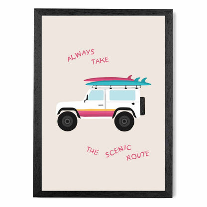 Scenic Route Pink, Blue Surfing  Art Print | Wall Art Plaza UK